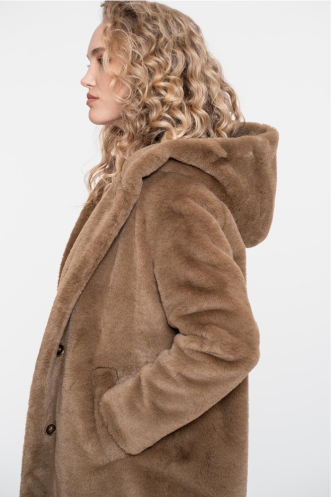 FAUX FUR MANTEL 58536 21 BROWN